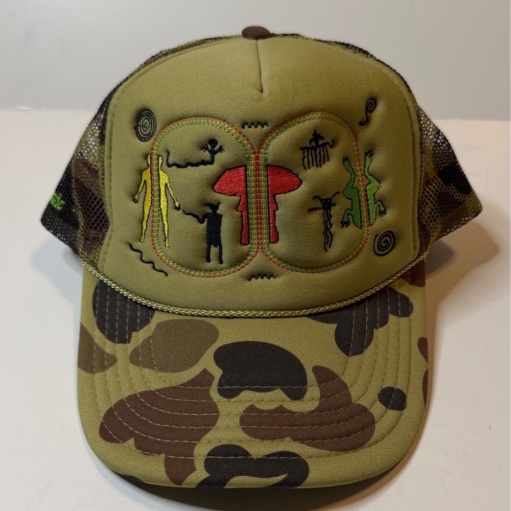Coney Island Picnic Trucker Hat Mens Camo Cave Art Foam Mesh Snapback NWOT